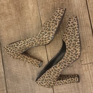 💥SPIEGEL leopard heels - sz 7.5 Suede feel EXCELLENT